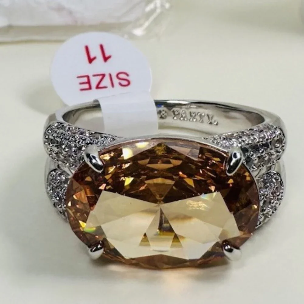 NIB Bomb Party The Fine Details RG98310 Smokey Topaz CZ Ring Size 11 NWT